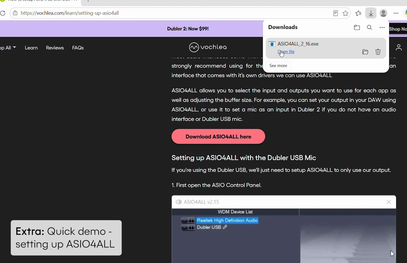 Download ASIO4ALL from the Vochlea support page