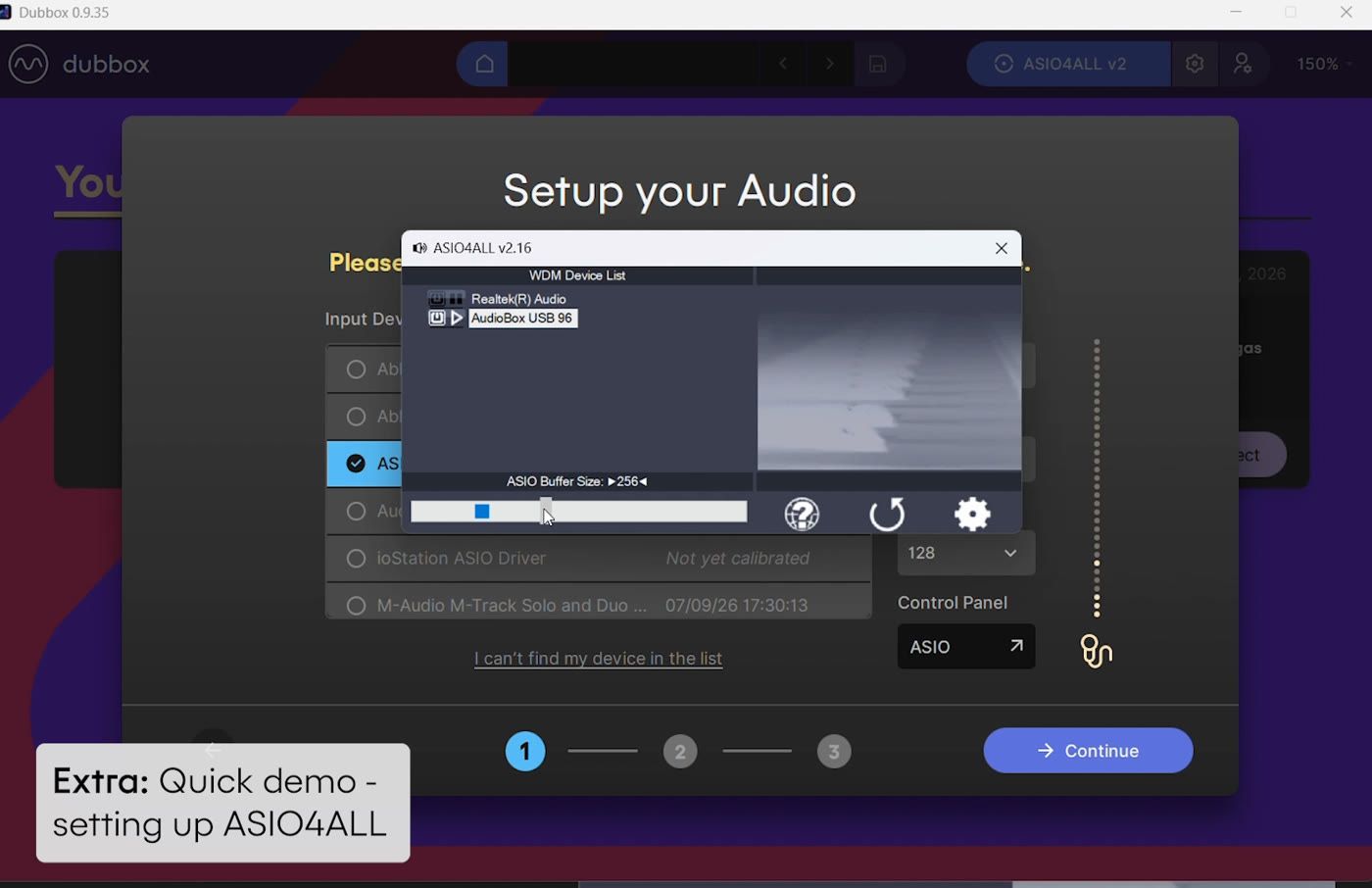 ASIO4ALL control panel - enable your device in the WDM Device List