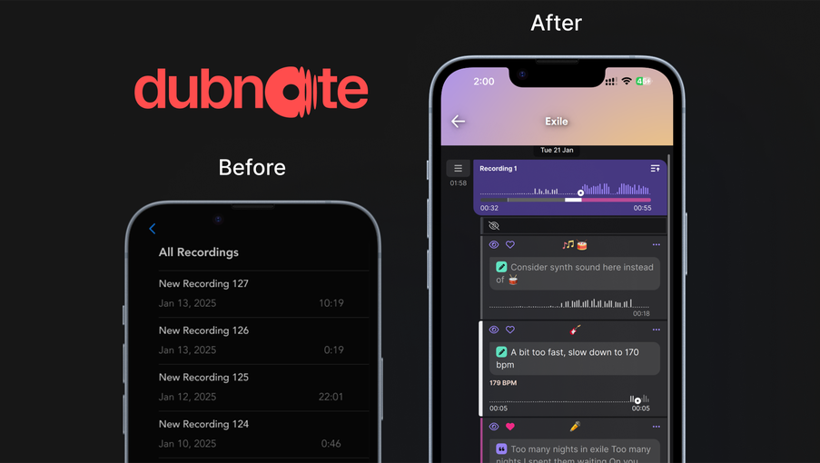 Old voice memos apps compared to the new standard Dubnote