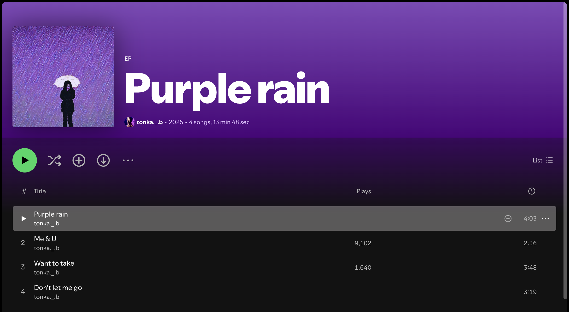 song made with Dubler 2 purple rain by tonka b on spotify