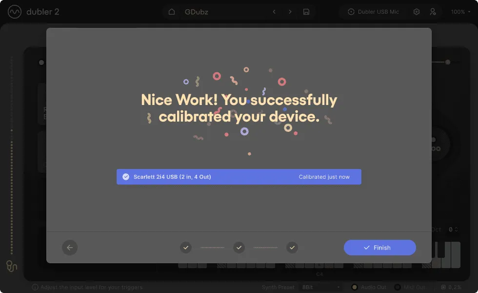 Dubler 2 - Calibration Screen