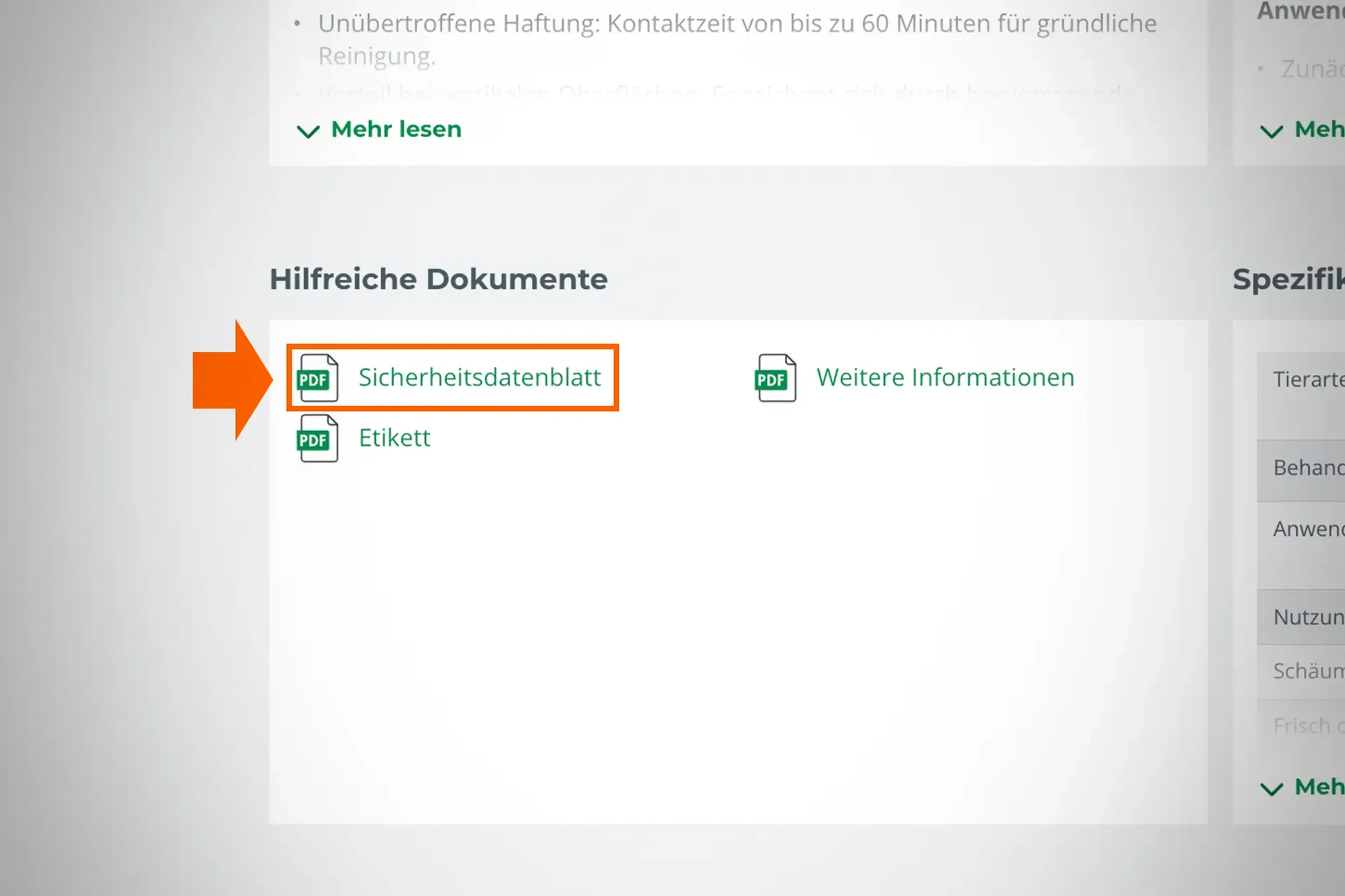Öffnen Sie das Sicherheitsdatenblatt