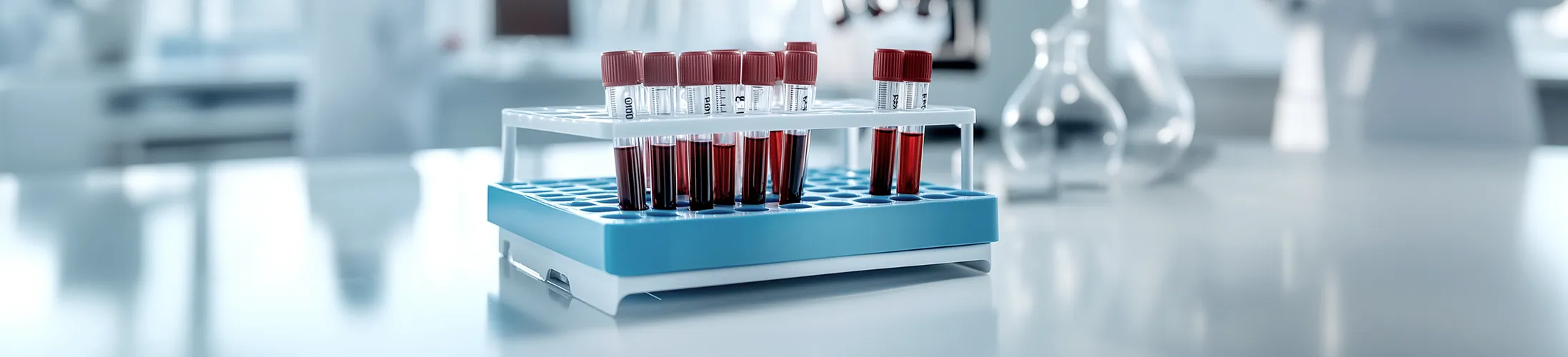 Untersuchung von Tumormarkern bei Brustkrebs, Blutproben im Labor