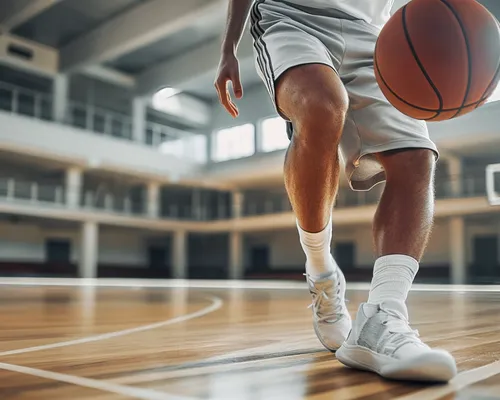 Wadenbeinbruch, Mann spielt Basketball auf einem Basketballfeld, Wadenbeine, Sport