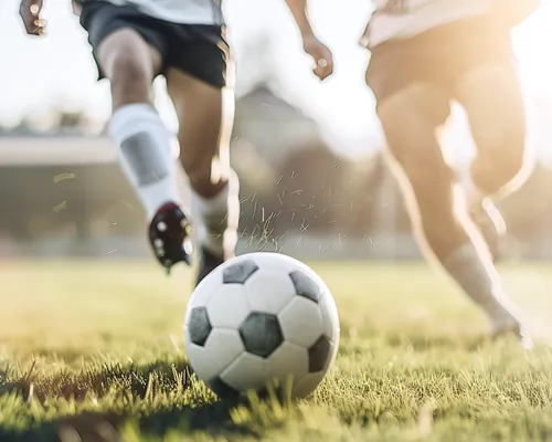 zwei Personen spielen Fußball, Sprunggelenk gebrochen, Wiese, Tor
