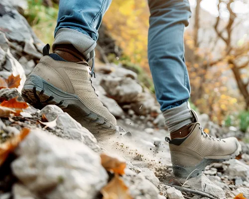 Fuss verstaucht, Person beim Wandern, Bäume, Wald, Berg