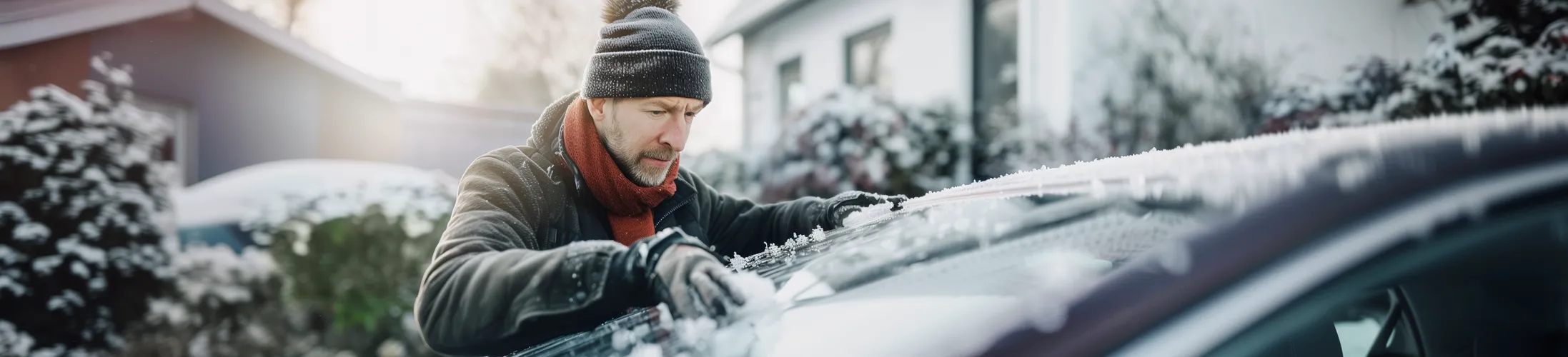 Doppelläufiges Stoma, Mann befreit Auto von Schnee, temporäres Stoma, normaler Alltag möglich, Rückverlegung