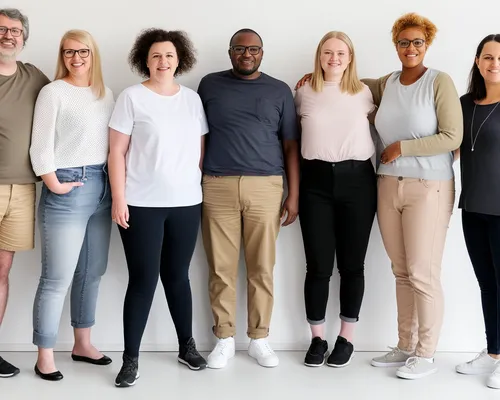 Gruppe von Menschen mit X-Beinen