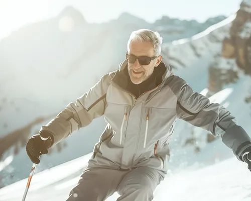 Sprunggelenk-Schmerzen, Mann beim Skifahren, Sport, Winter, Schnee