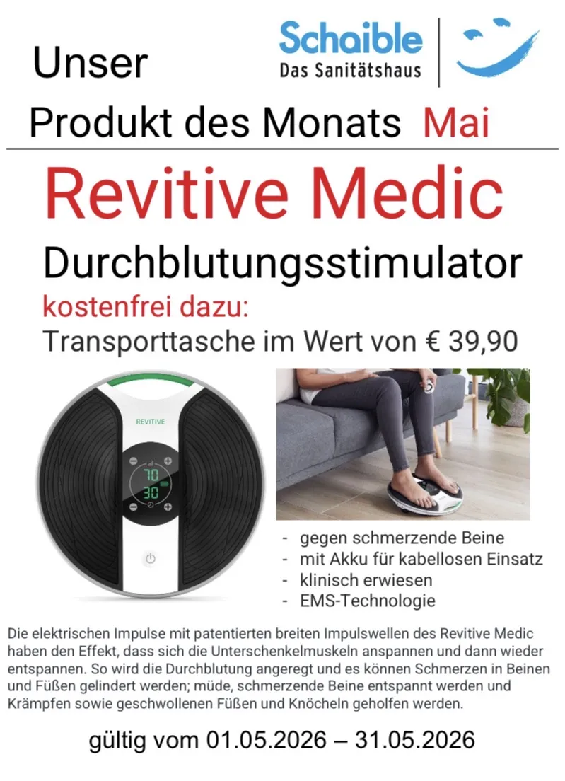 Produkt des Monats Mai_Revitive Medic Durchblutungsstimulator kostenfrei dazu: Transporttasche im Wert von € 39,90