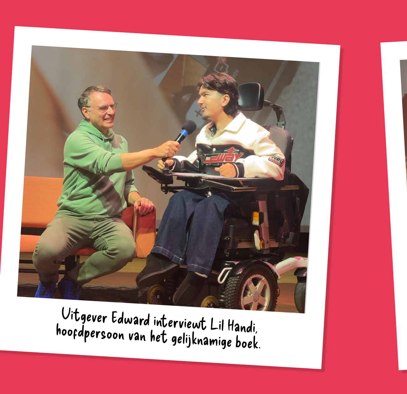 Uitgever Edward van de Vendel interviewt Lil Handi, hoofdpersoon van het gelijknamige boek.