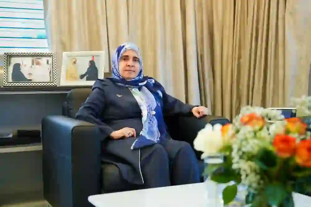 The picture is a portrait of Hissa Alotaiba at the Embassy of the United Arab Emirates