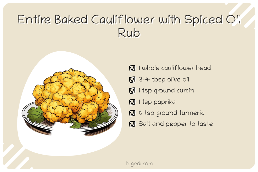 Baked cauliflower with spiced oil rub - festive gestational diabetes side dish