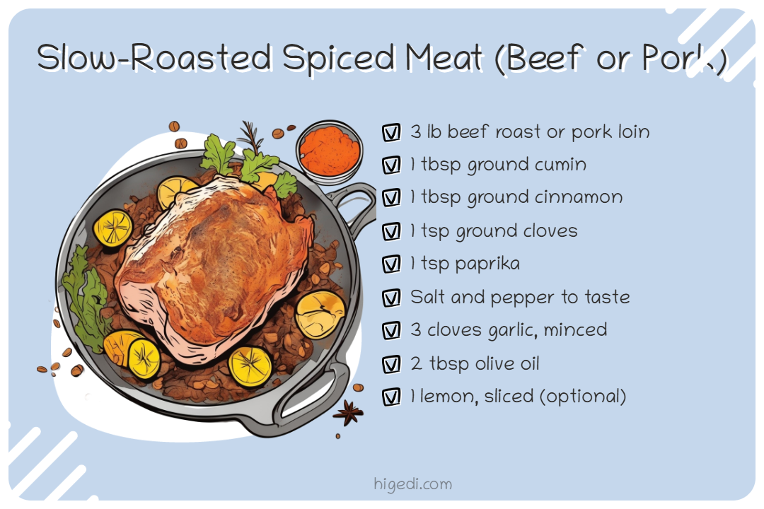 Slow-roasted spiced meat - Christmas main dish for gestational diabetes