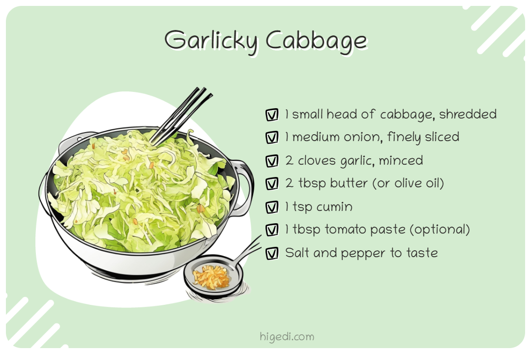 Garlicky cabbage dish - side dish for gestational diabetes Christmas celebrations