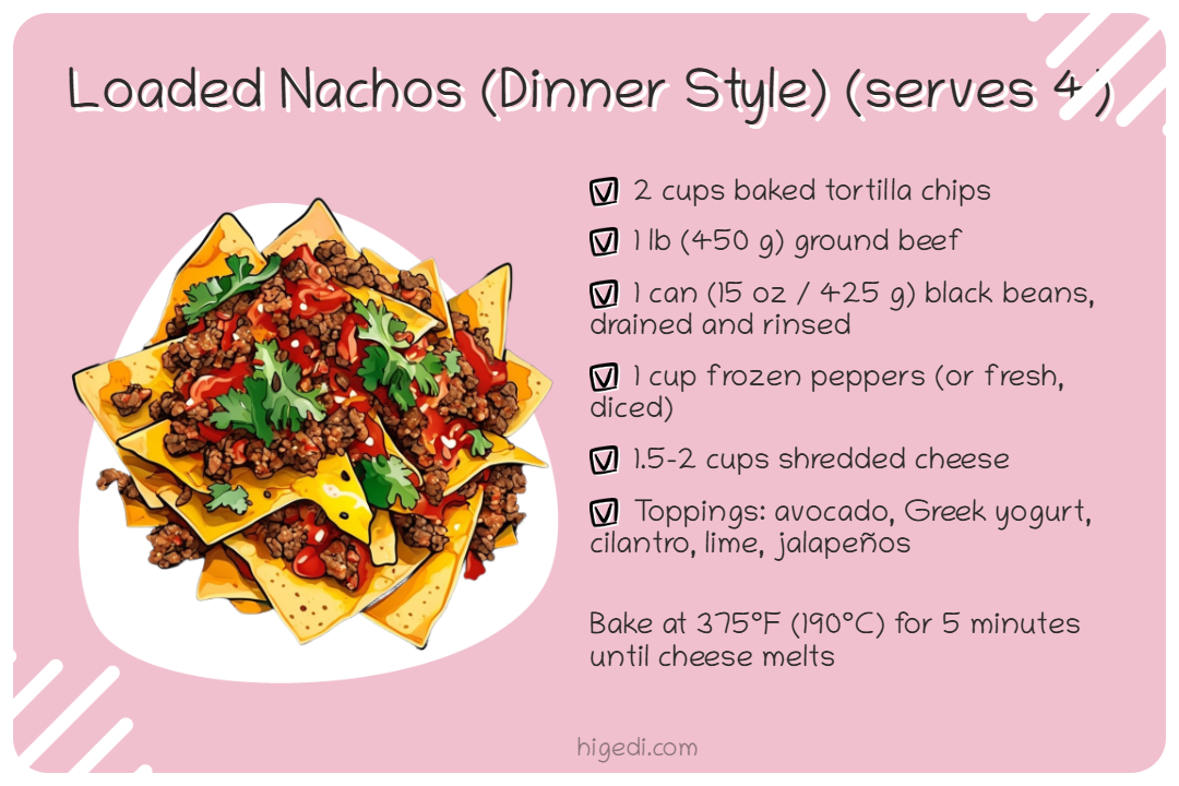 Loaded nachos with ground beef and black beans - balanced gestational diabetes dinner