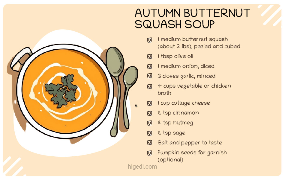Autumn butternut squash soup recipe for gestational diabetes - smooth orange fall soup with seasonal vegetables