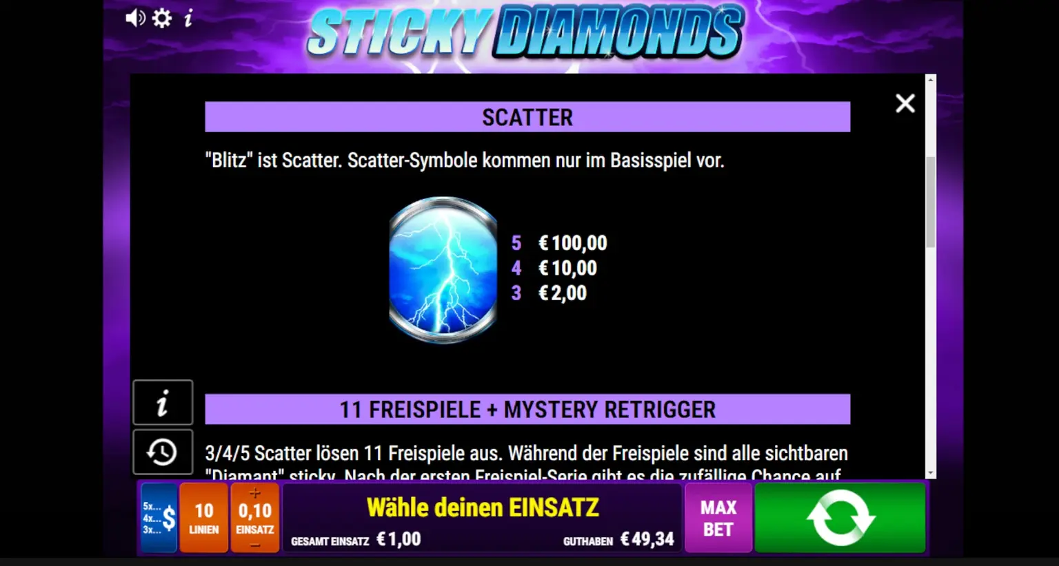 Sticky Diamonds Informationstext