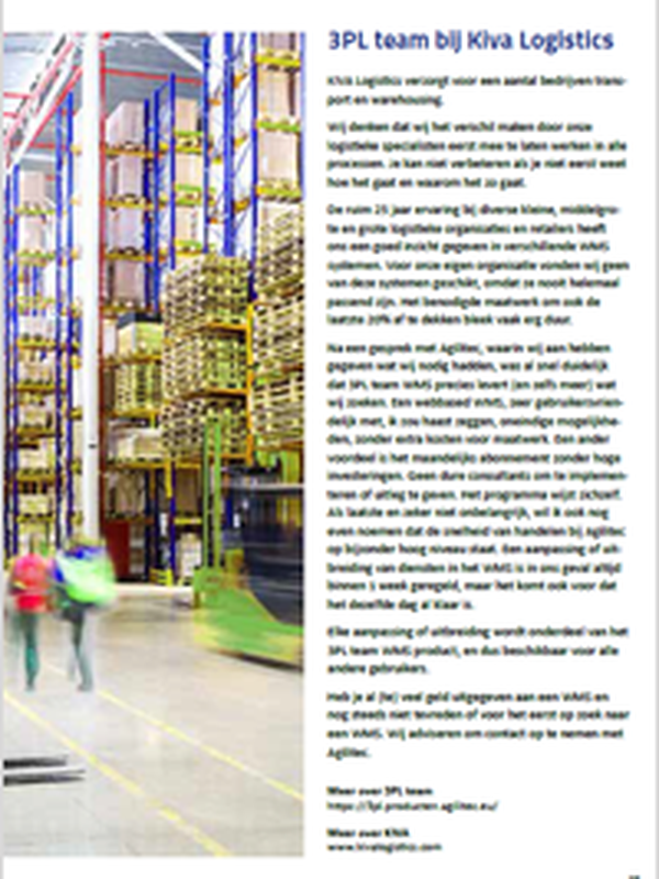 Warehousing software 3PLteam bij Kiva Logistics