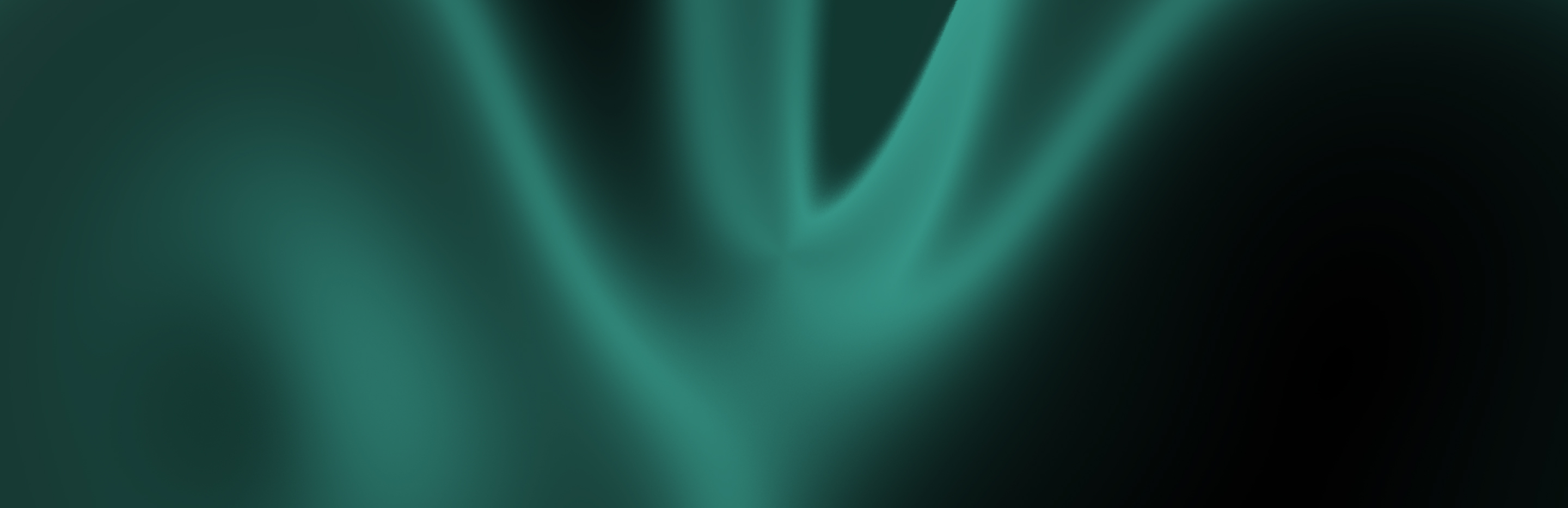 Abstract teal and dark green gradient background with soft flowing light streaks converging toward the center, creating a smooth, wave-like texture