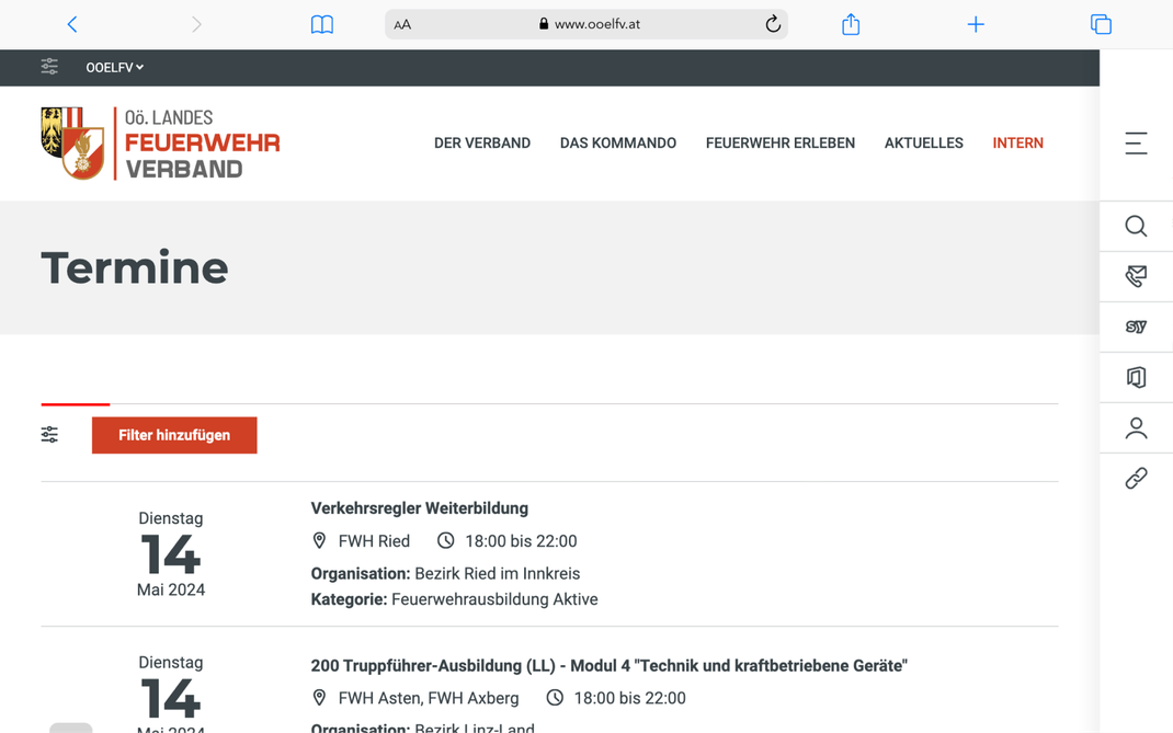 OOELFV Terminübersicht