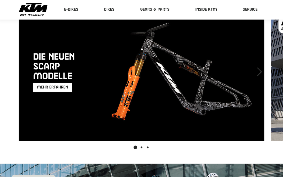 KTM Bikes Swiper Ansicht