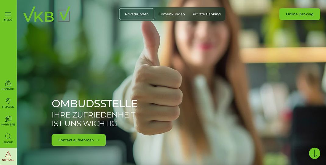 Der Herobereich der Seite