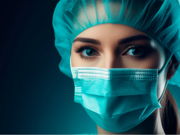 Ärztin mit Mundmaske Nahaufnahme