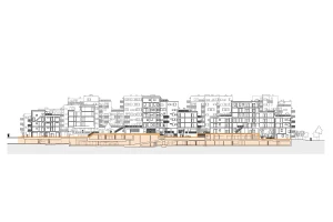 Sockelansicht Wohnquartier Rivus Vivere, Bauzeichnung Stadthügel