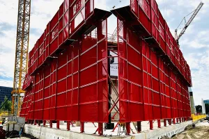 Konstruktionsbild Holz-/Stahlbeton: Wohn- und Bürotürme "De Puls" Amsterdam