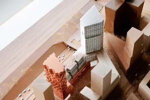 Entwurfsmodell Wohn- und Bürotürme, Bebauung mit Innenhof