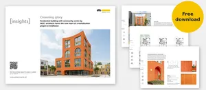 [insights] case study "Crowning glory" – residential building with community centre in Eindhoven by NEXT architects, cover and sample pages, free download