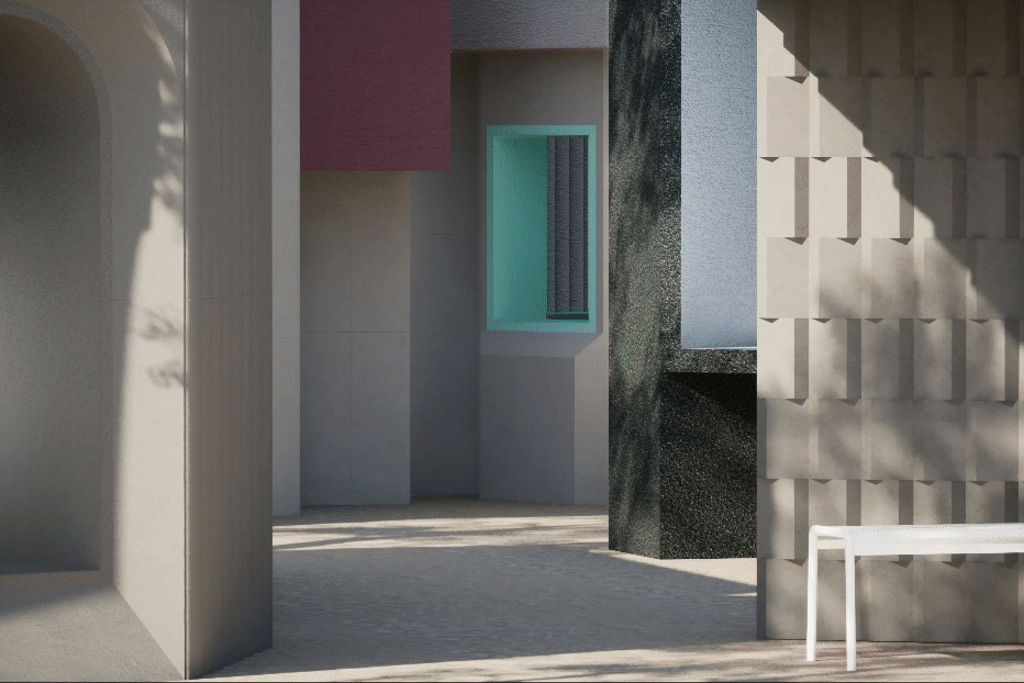 Material: Material collage–render & 3D Panels 