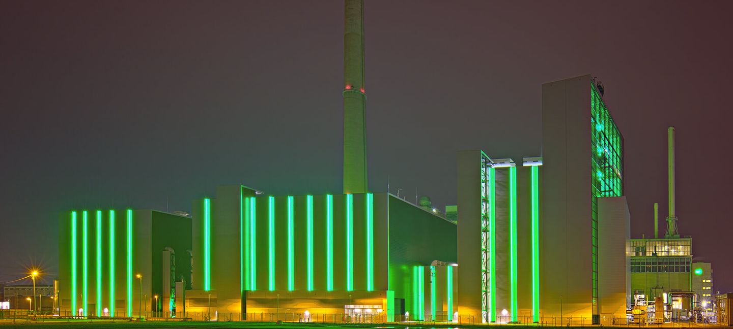 Gaskraftwerk Lausward: Nachtsaufnahmen des Gaskraftwerks am Lausward