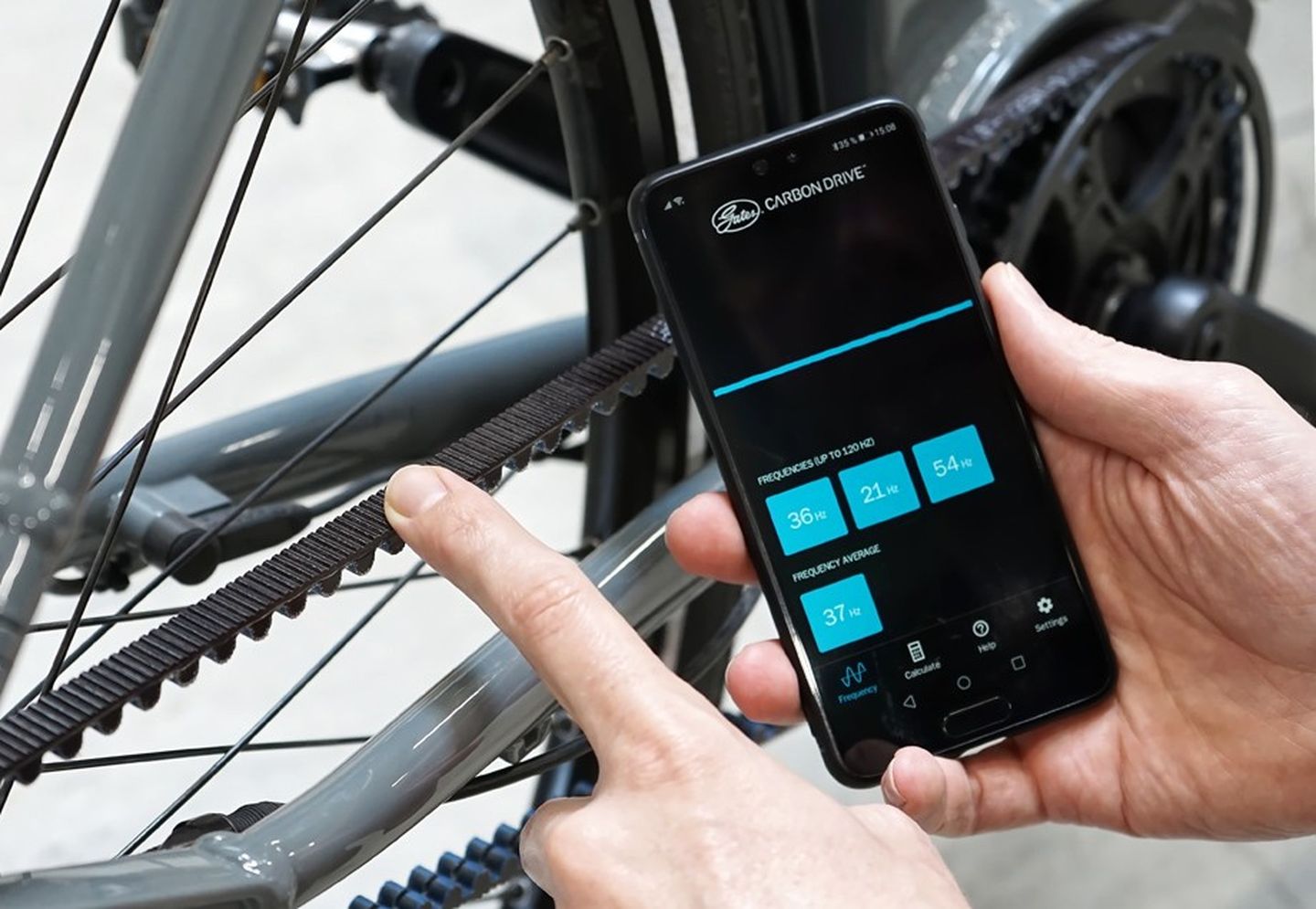 Prüfung mit der Mit der Gates Carbon Drive Mobile App