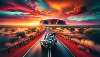 Car in the middle of the australian's road