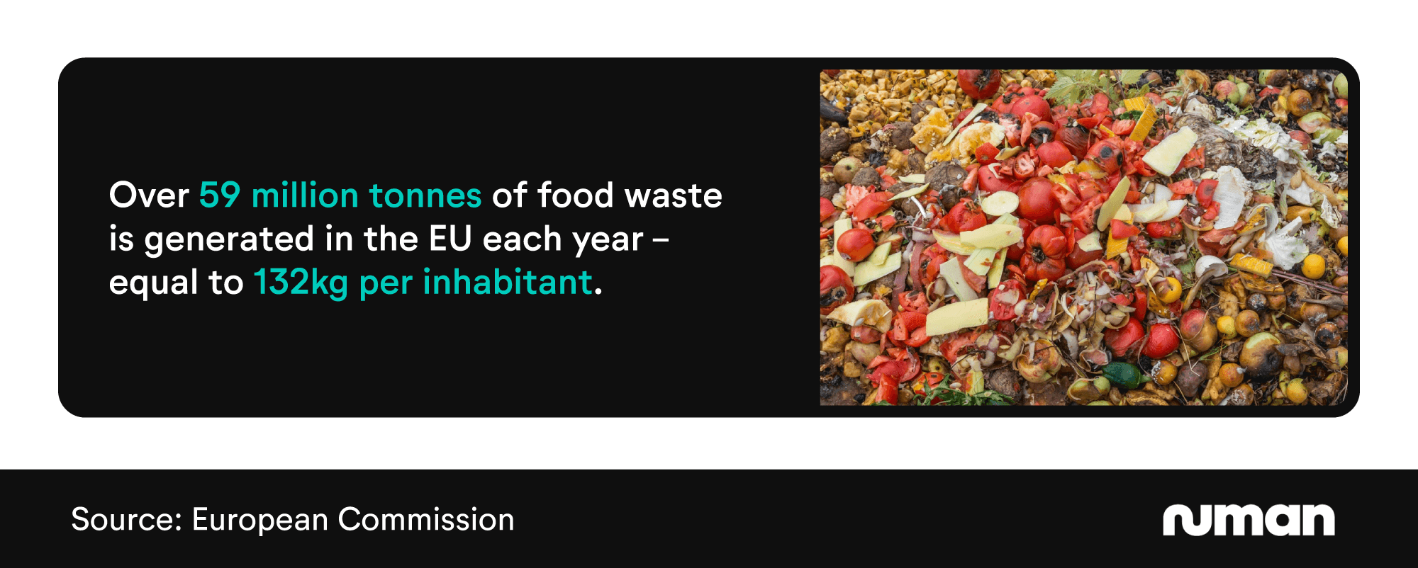 Mini infographic outlining the total food waste generated by the EU each year