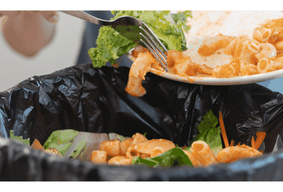 Feature image showing a plate of food being scraped into a bin alongside the title 'Food Waste Statistics 2025.'