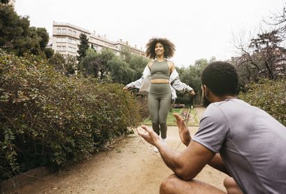 woman learning to skip woman learning to skip