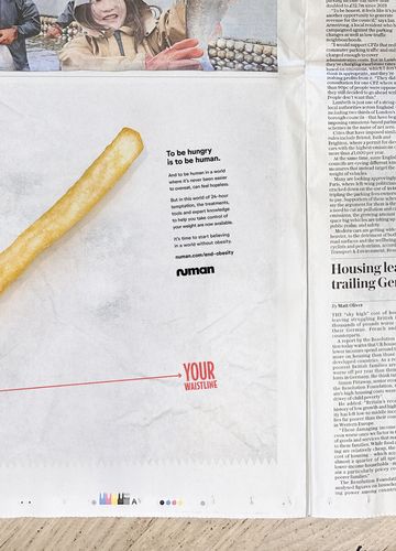 Advertisement in newspaper with picture of french fry