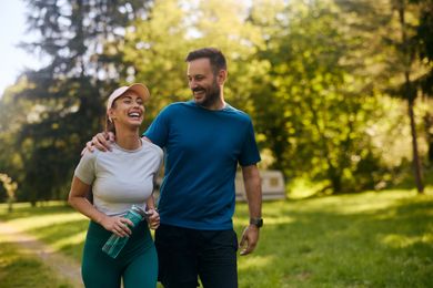 man and women healthy arm in arm