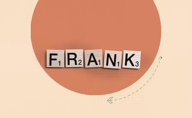 the name 'frank' spelled out using Scrabble squares