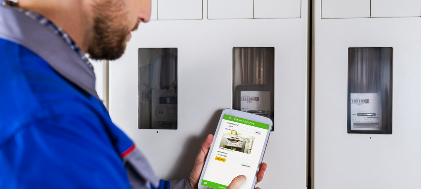 Zählerstandserfassung mittels der Ablese-App der Stadtwerke Düsseldorf