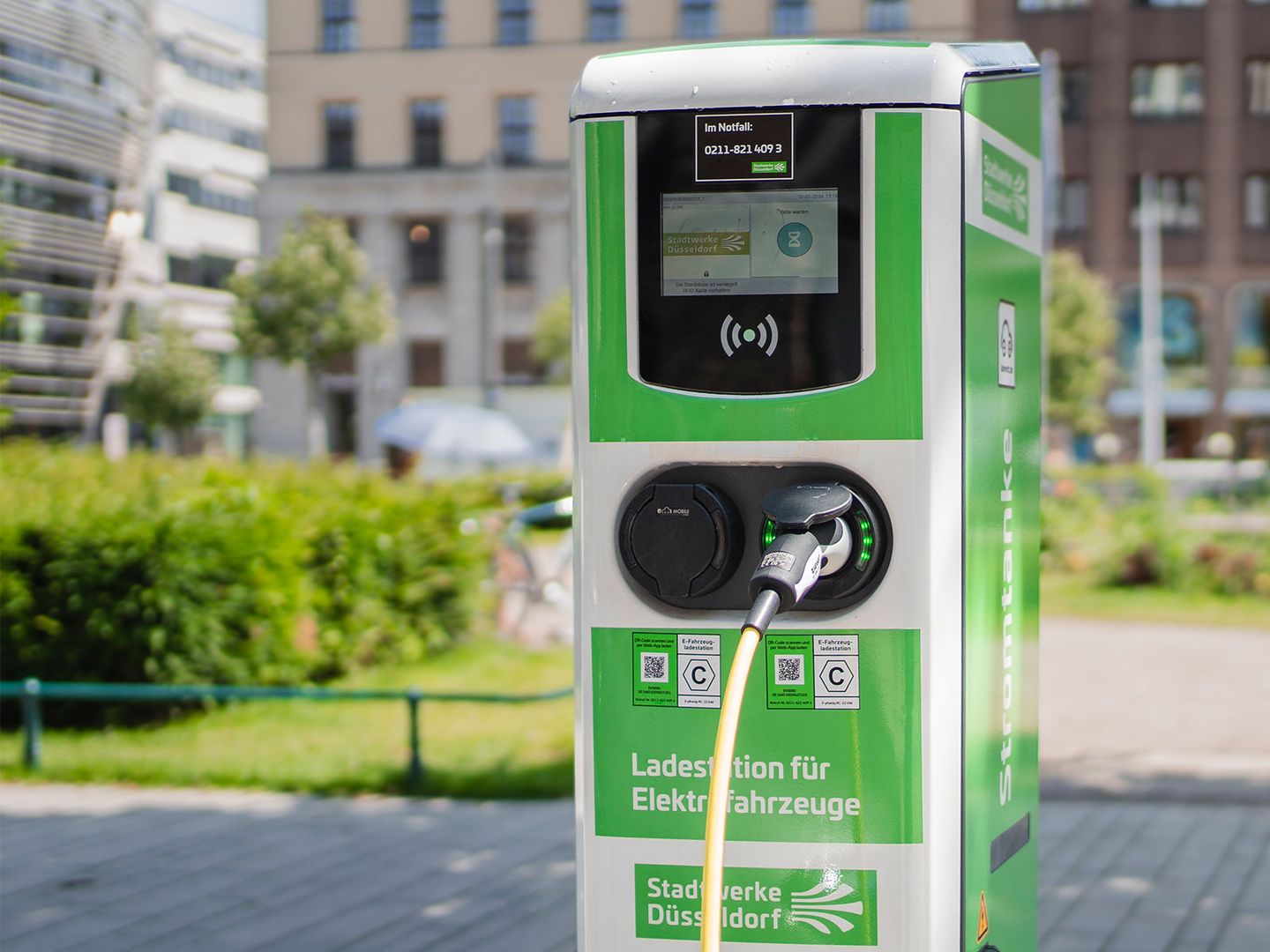 eine Ladestation für Elektrofahrzeuge der Stadtwerke Düsseldorf