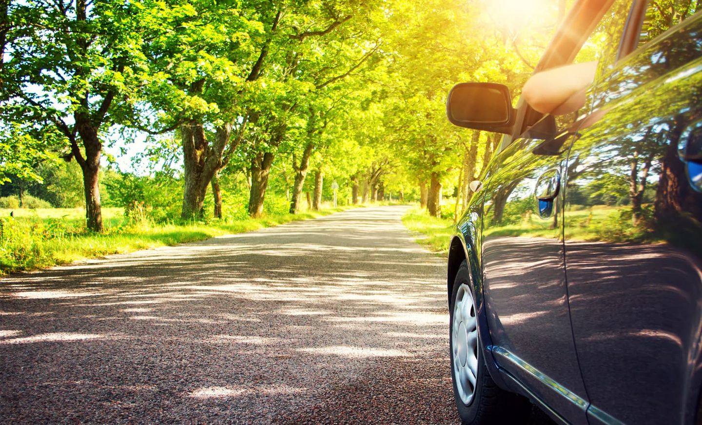 Ein Erdgasauto fährt auf einer Landstraße