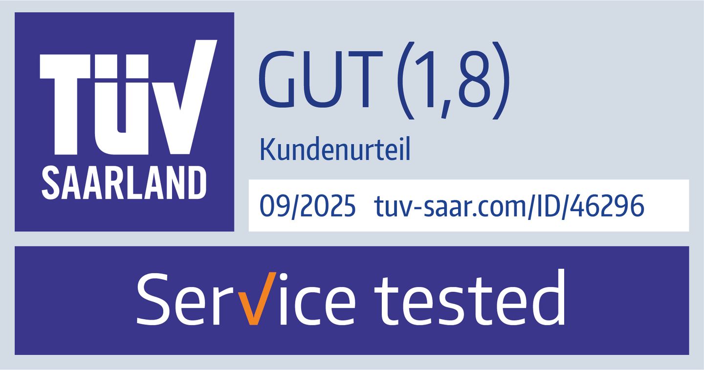 TÜV Saarland 2025 Service Tested Logo