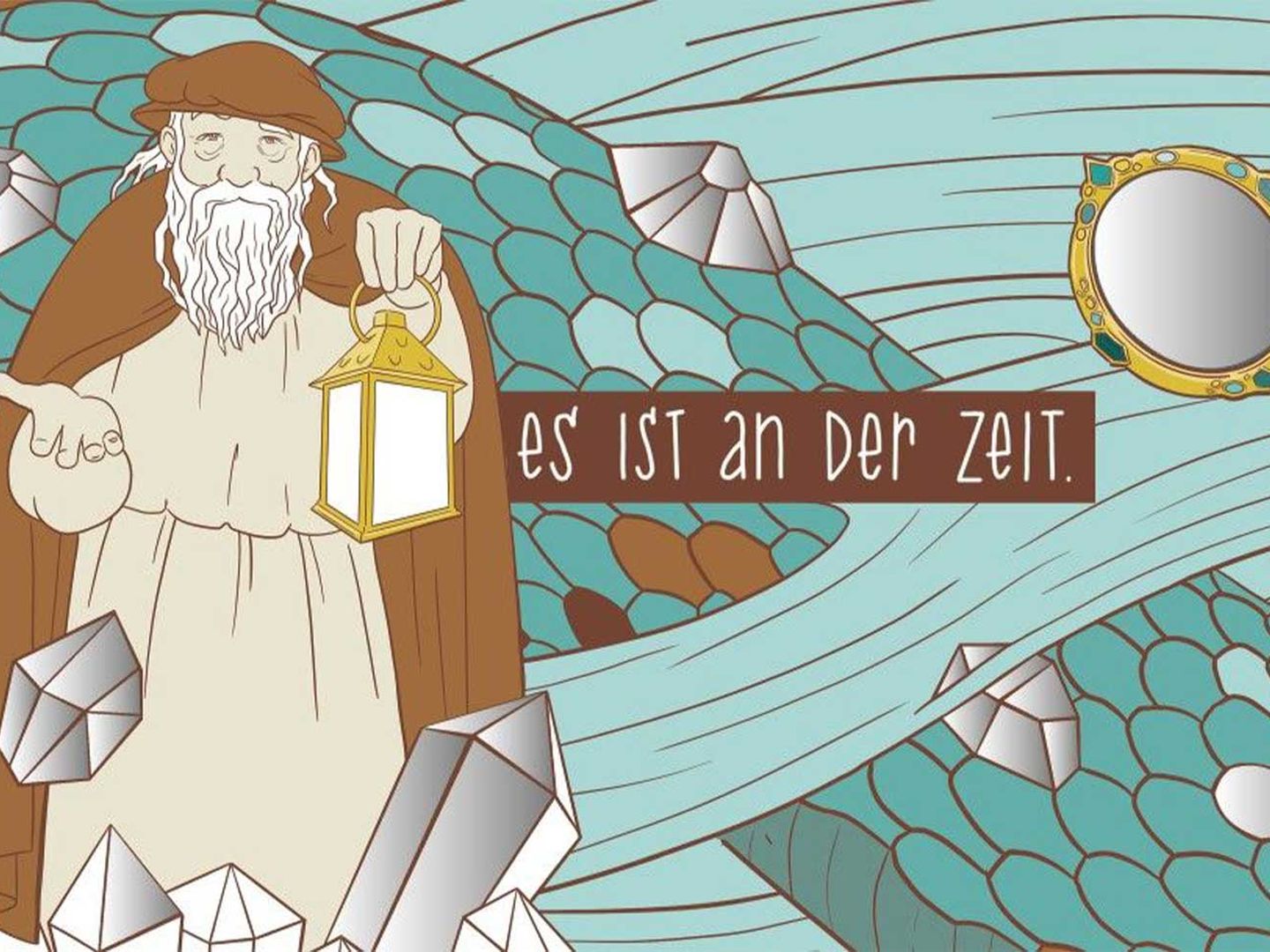 Wandfüllende Illustration zu Goethes „Märchen“ aus der Sonderausstellung „Alle brauchen Märchen. Goethes ‚Märchen‘ heute“ (Foto: Goethe-Museum)