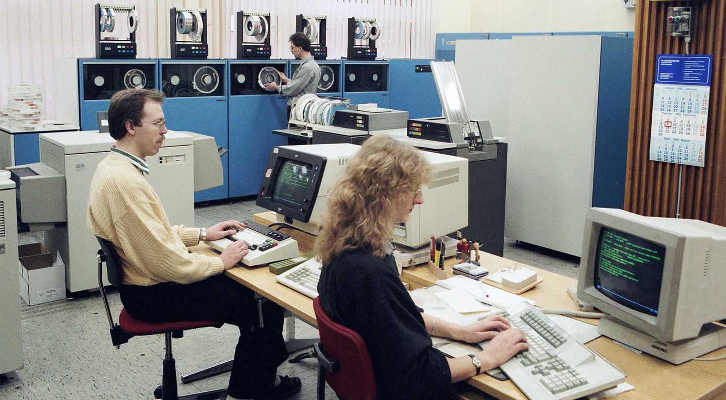 EDV-Bereich der Stadtwerke Düsseldorf in den 1980er Jahren