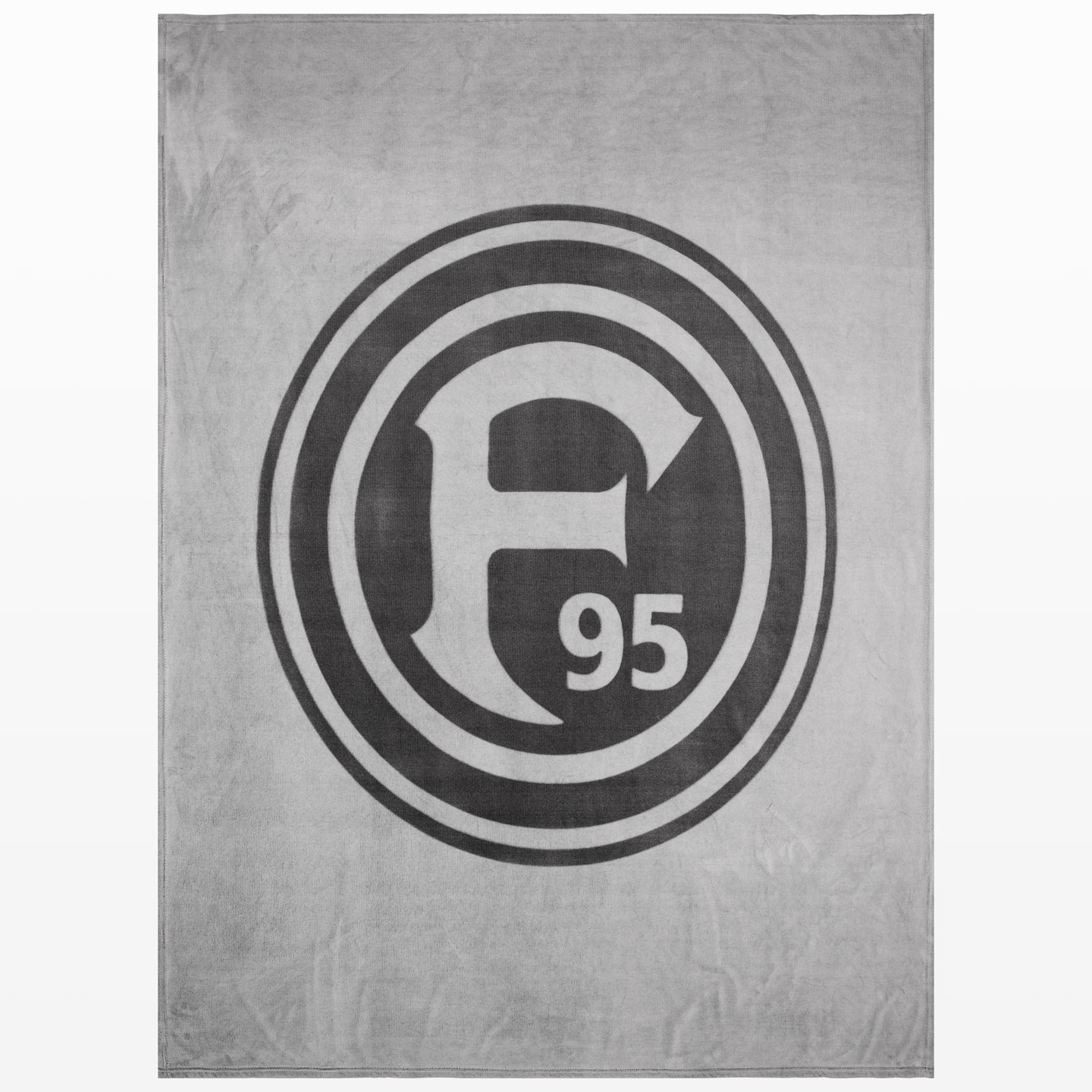 Graue Kuscheldecke mit F95 Logo von Fortuna Düsseldorf