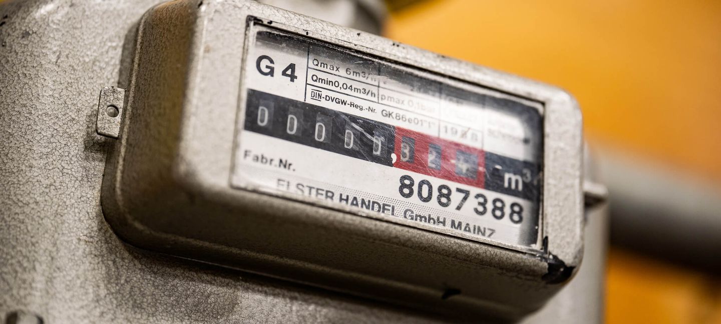 Nahaufnahme eines analogen Gaszählers mit Zählerstand in Kubikmetern. © Stadtwerke Düsseldorf © Stadtwerke Düsseldorf
